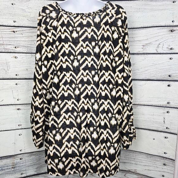 Cato Black Gold Chevron Print Tunic Top 26/28W (NWT) - Picture 5 of 8